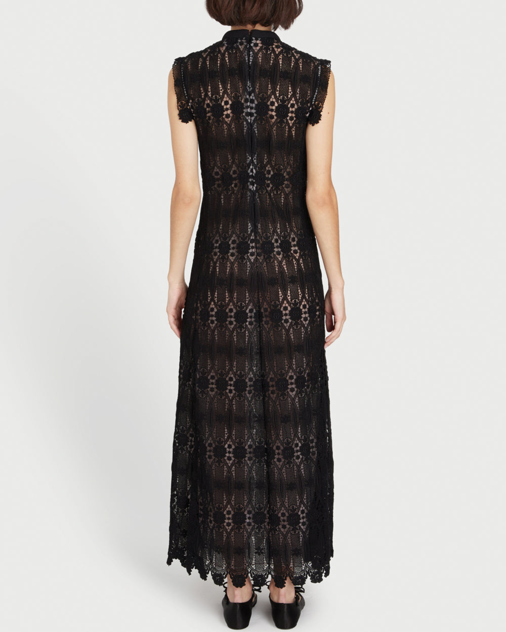 Black Macrame Midi Dress