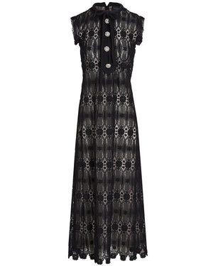 Black Macrame Midi Dress