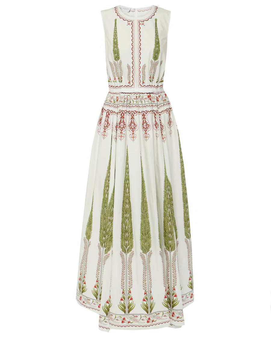 Ivory and Green Pine Print Gown