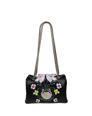 Mini Botanical Parten Airbag Cushion Bag in Black