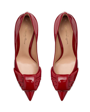 Padded Patent Knot Pump in Rouge