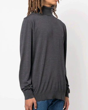 Dark Grey Melange Turtleneck Sweater