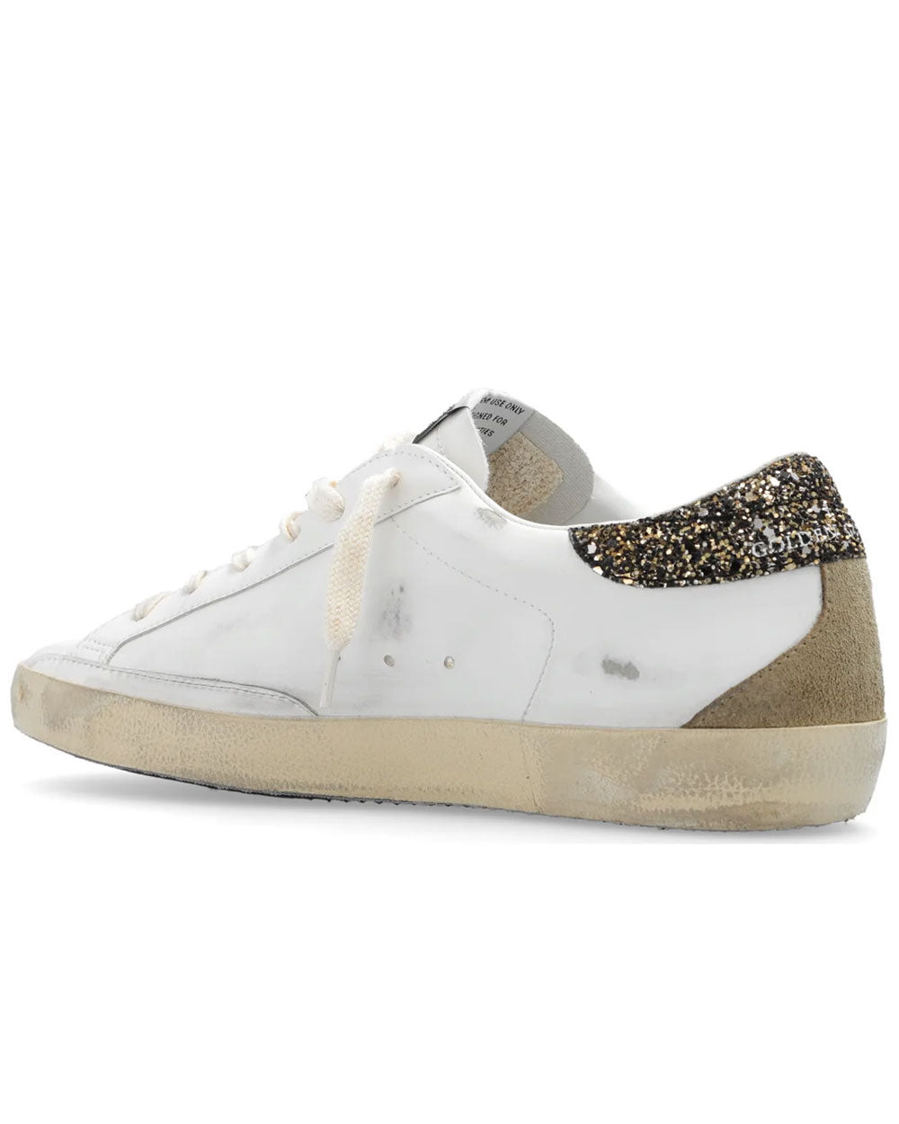 Super-Star Mixed Leather Low Top Sneakers in Black and Gold