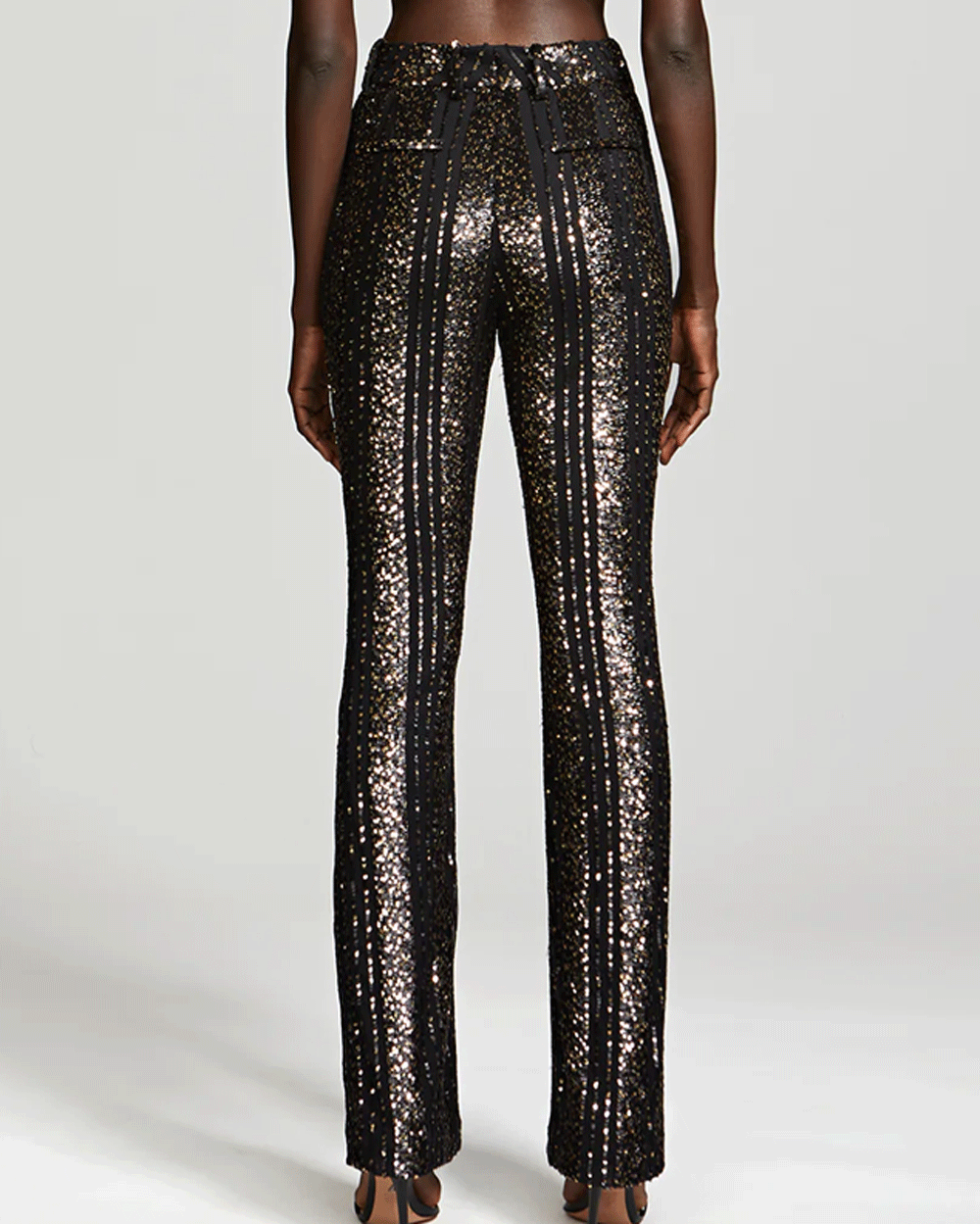 Black Elka Striped Sequin Pants