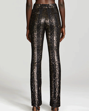 Black Elka Striped Sequin Pants