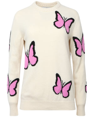 White Butterfly Crewneck Sweater