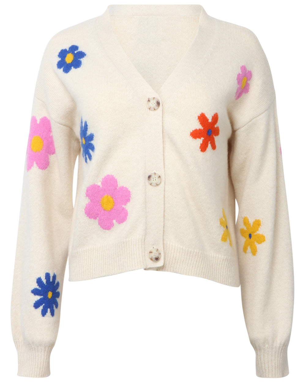 White Flower Power Crop Cardigan