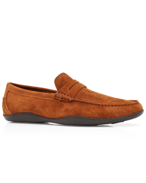 Suede Basel Kudu Penny Loafer in Tobacco