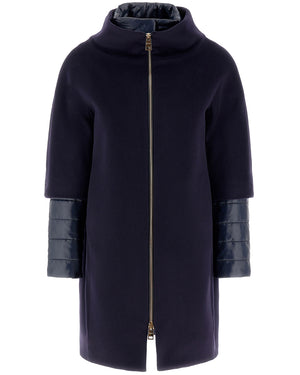 Navy Quilted Cocoon Layered Jacket