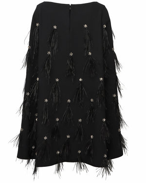 Black Embellished Kaley Drape Cocktail Dress