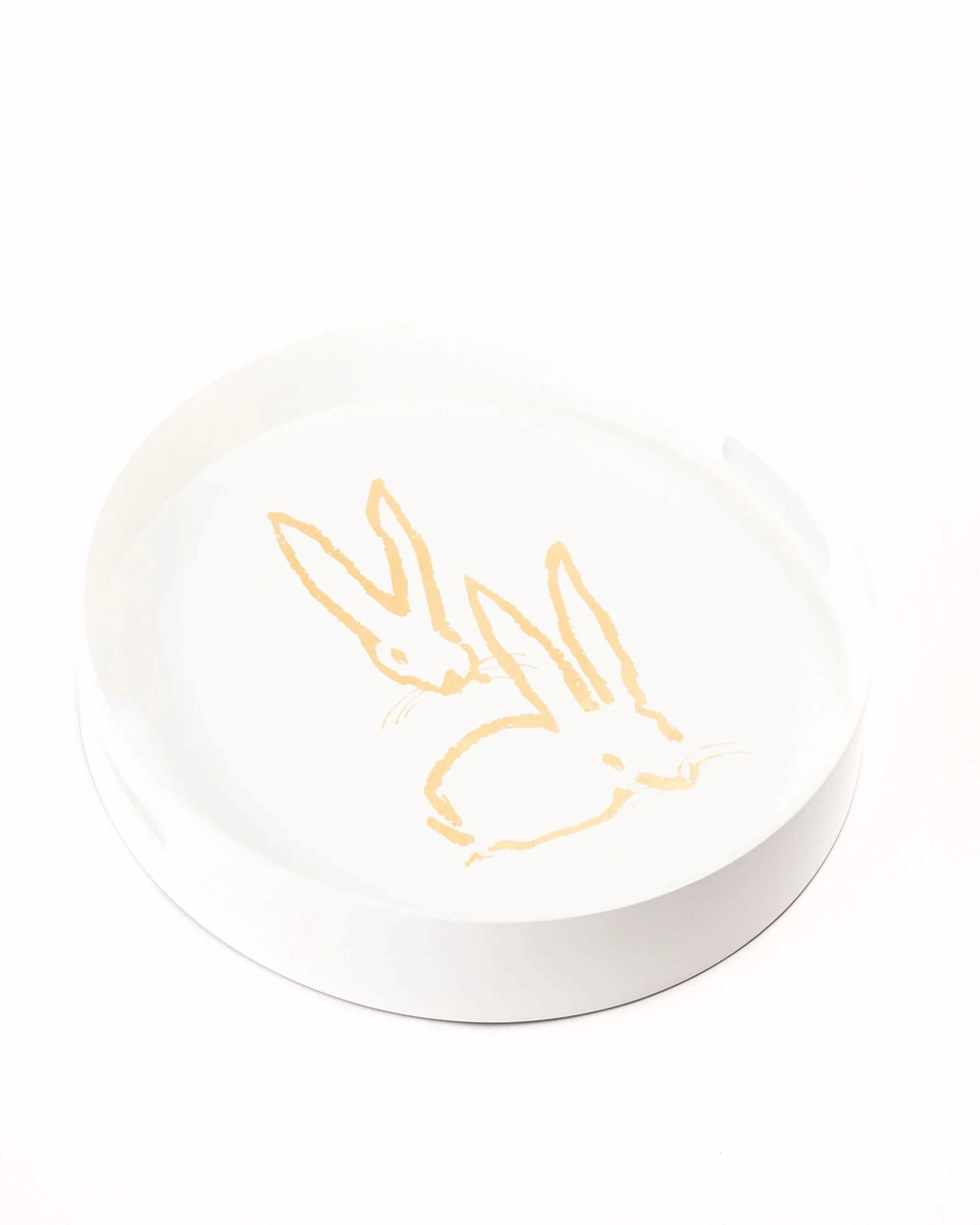 Royal Rabbit Round Tray in White