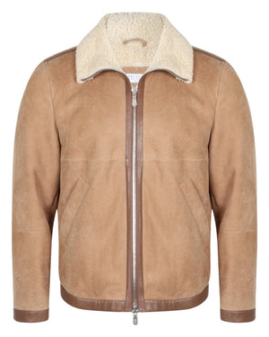 Light Brown Suede Shearling Jacket