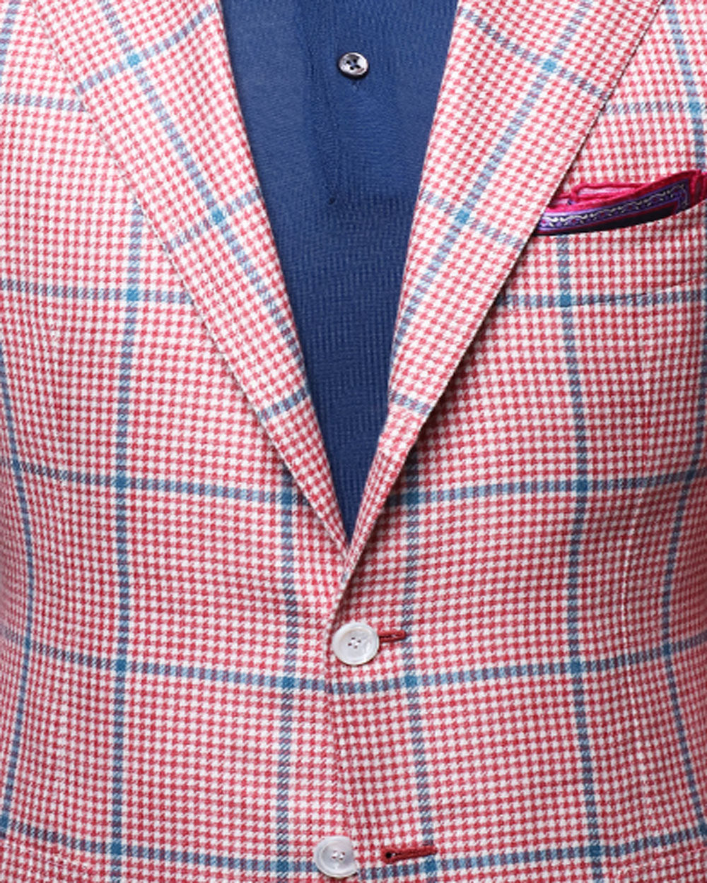 White and Red Windowpane Houndstooth Sportcoat