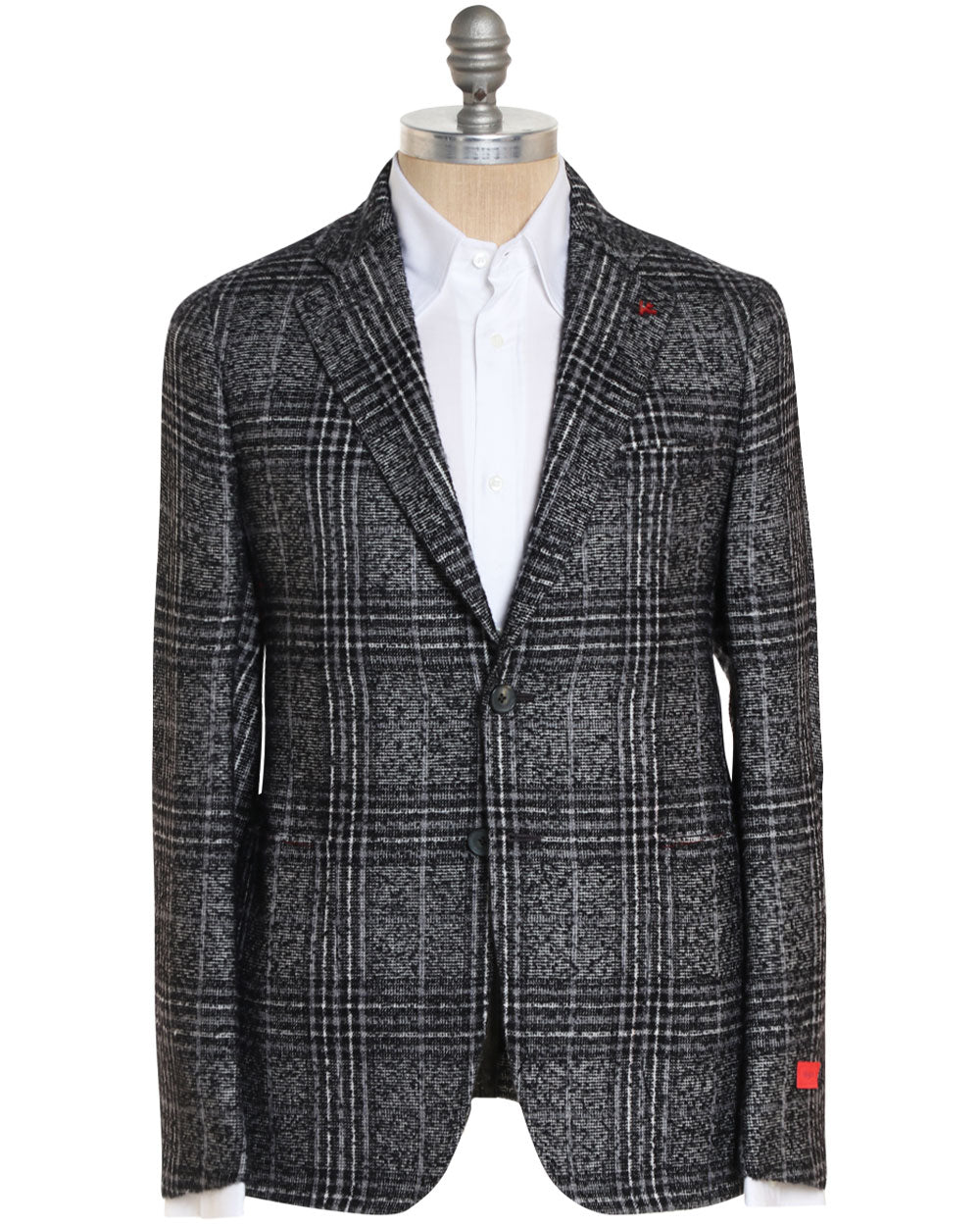 Black and Grey Cashmere Blend Plaid Boucle Capri Sportcoat