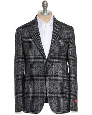 Black and Grey Cashmere Blend Plaid Boucle Capri Sportcoat