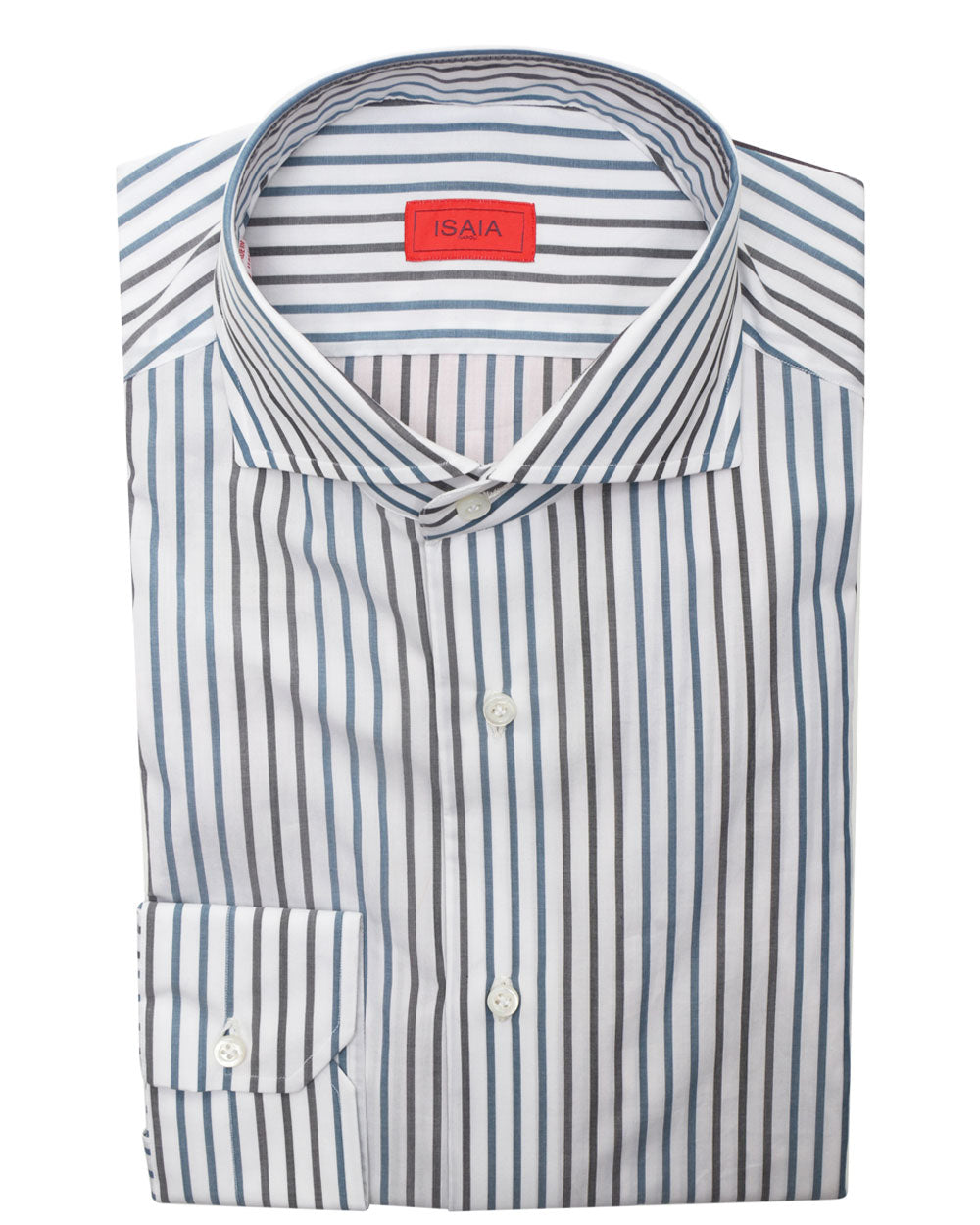 Blue and Grey Striped Cotton Sportshirt