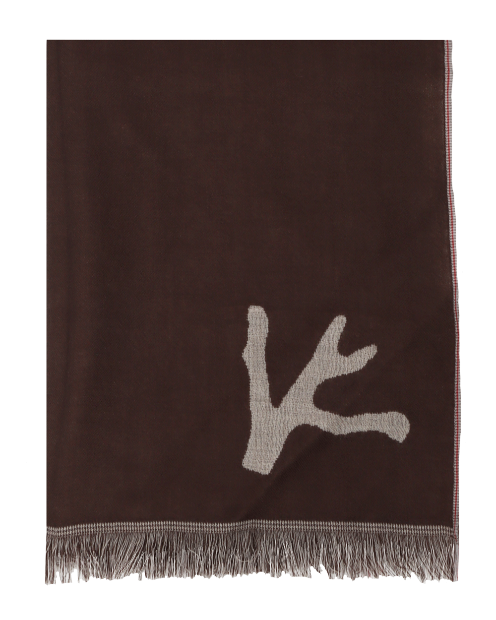 Brown Cashmere Logo Scarf