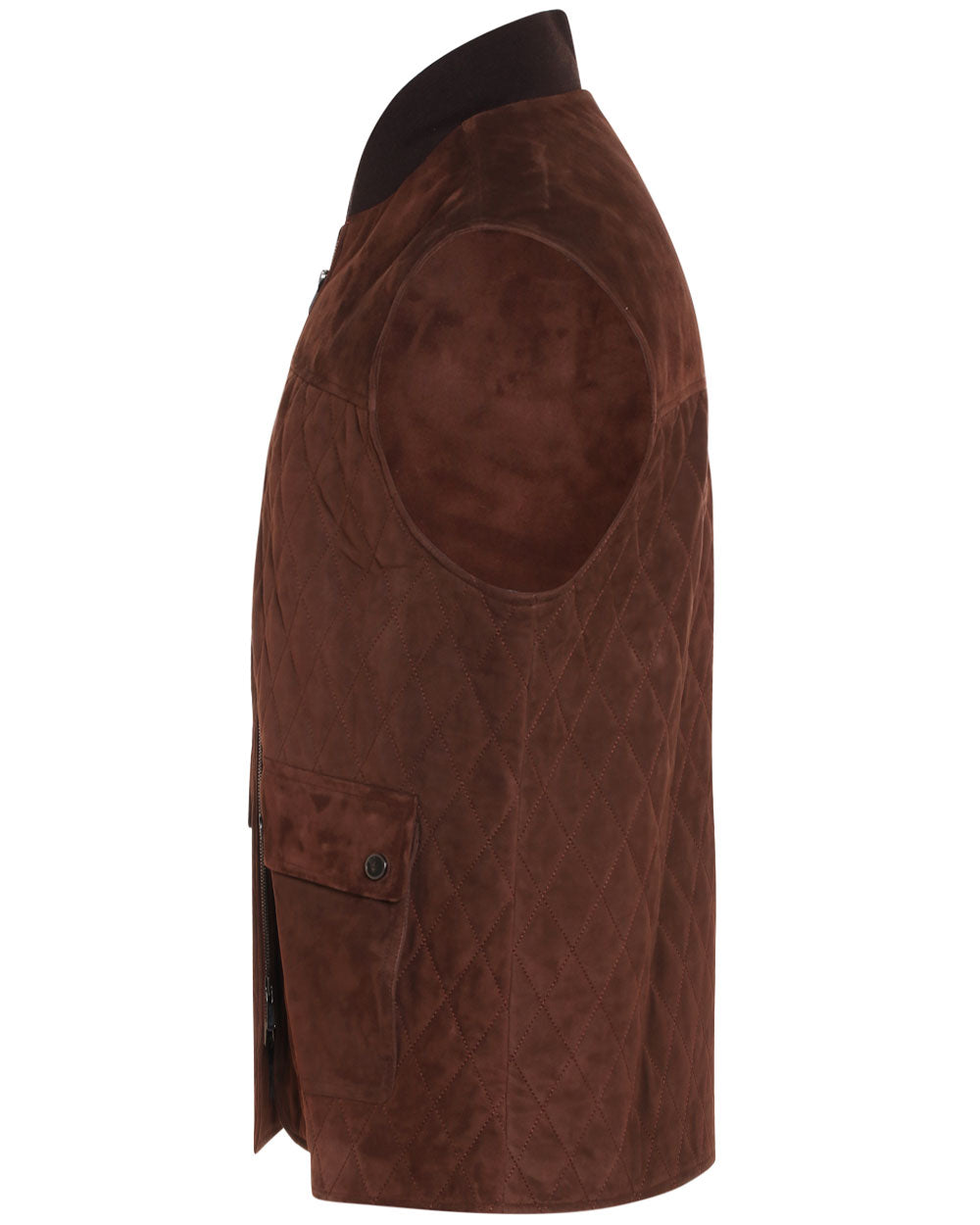 Brown Quilted Suede Padded Vest