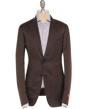 Dark Brown Silk Blend Heathered Sportshirt