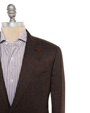 Dark Brown Silk Blend Heathered Sportshirt