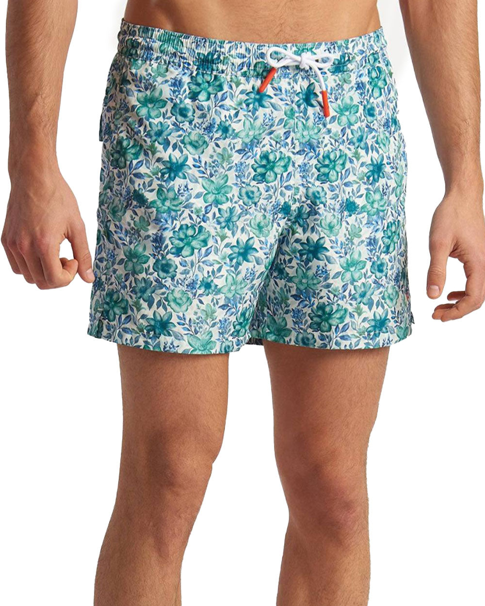 Blue and Green Floral Swim Short
