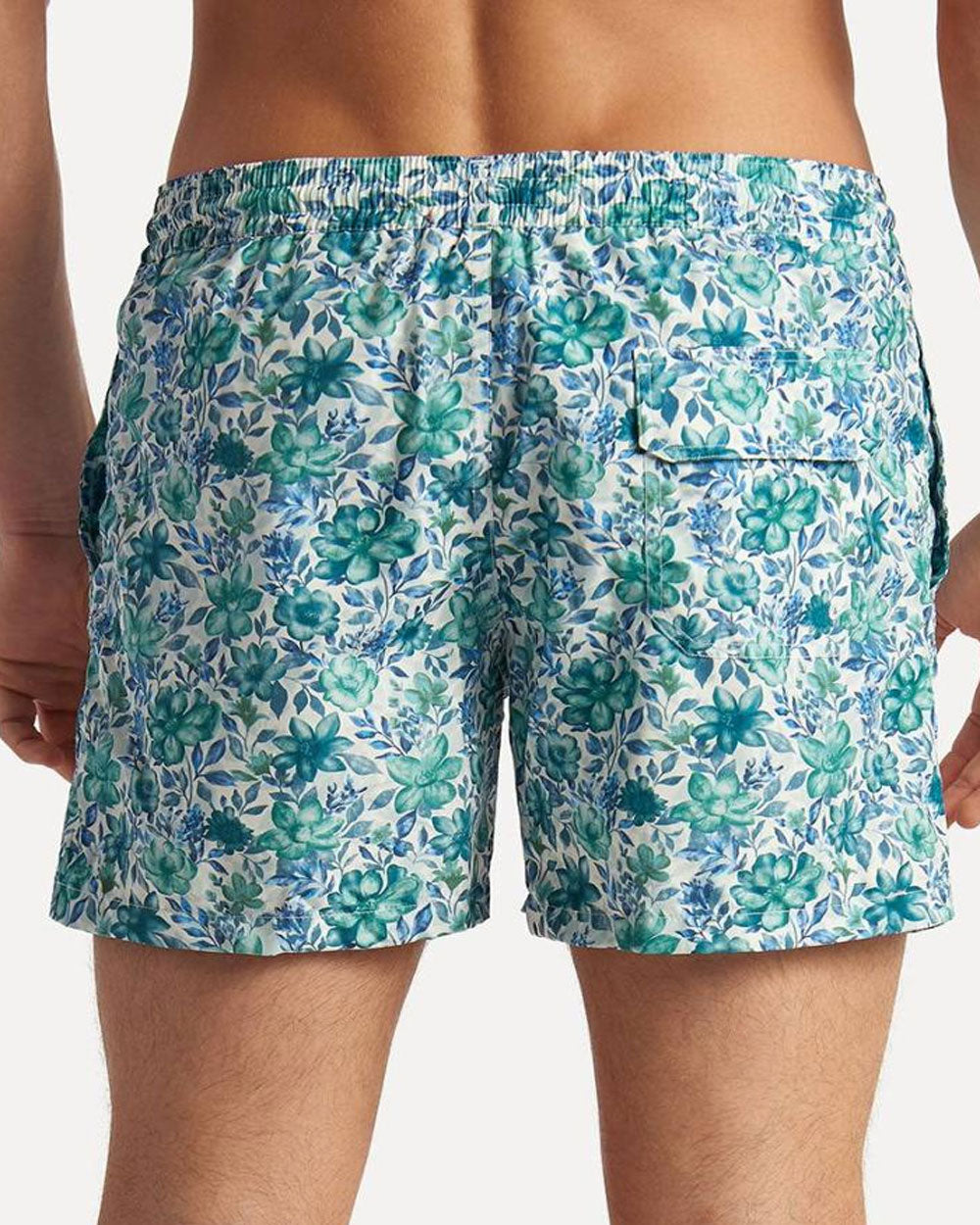 Blue and Green Floral Swim Short