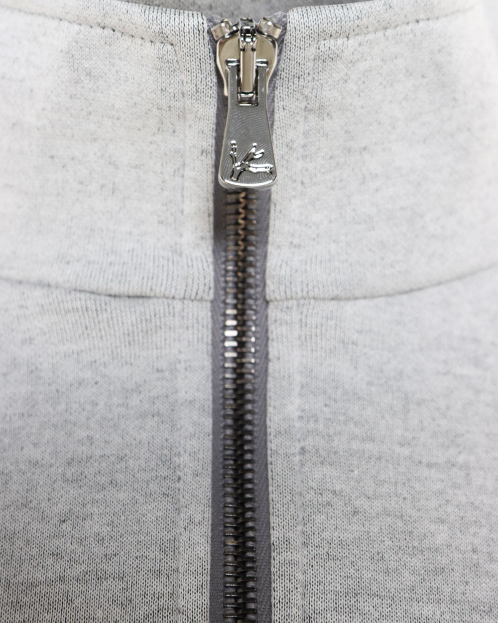 Grey Cotton Blend Mock Neck Zip Jacket