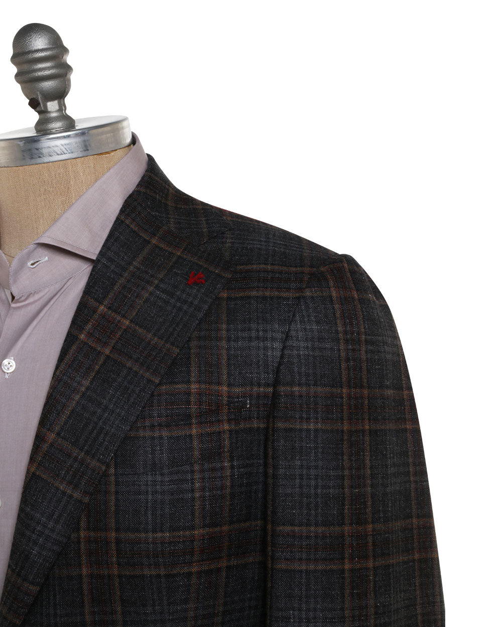 Grey and Tan Wool Blend Windowpane Sportcoat