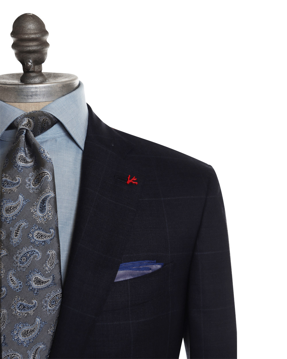 Navy and Blue Tonal Windowpane Wool Suit