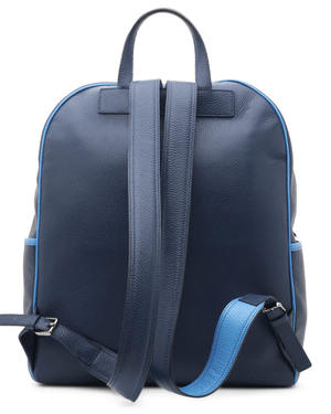 Navy and Bright Blue Grained Leather Backpack