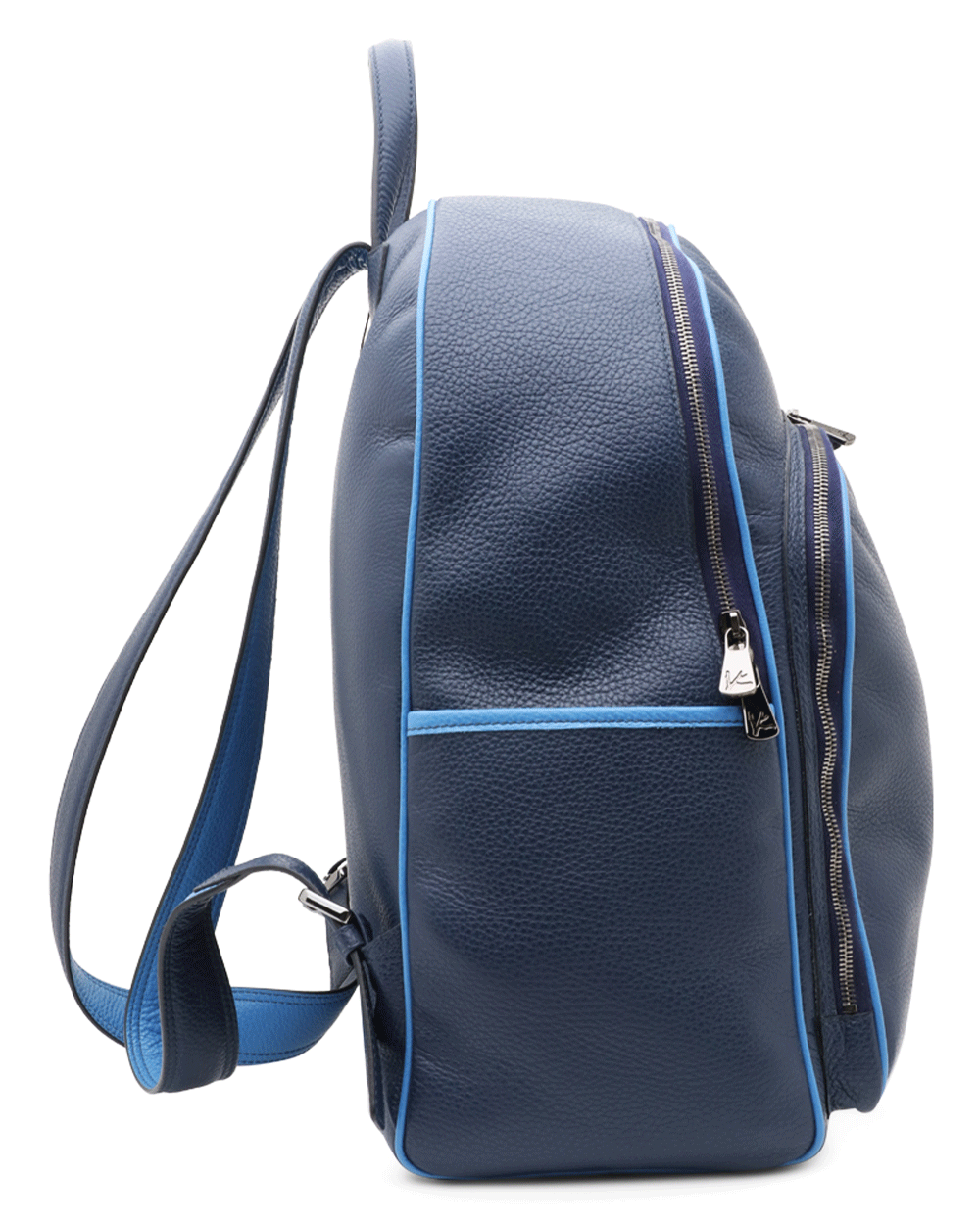 Navy and Bright Blue Grained Leather Backpack