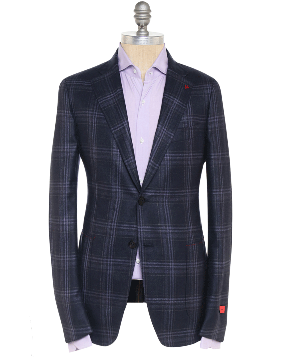 Navy and Purple Silk Blend Plaid Sportcoat