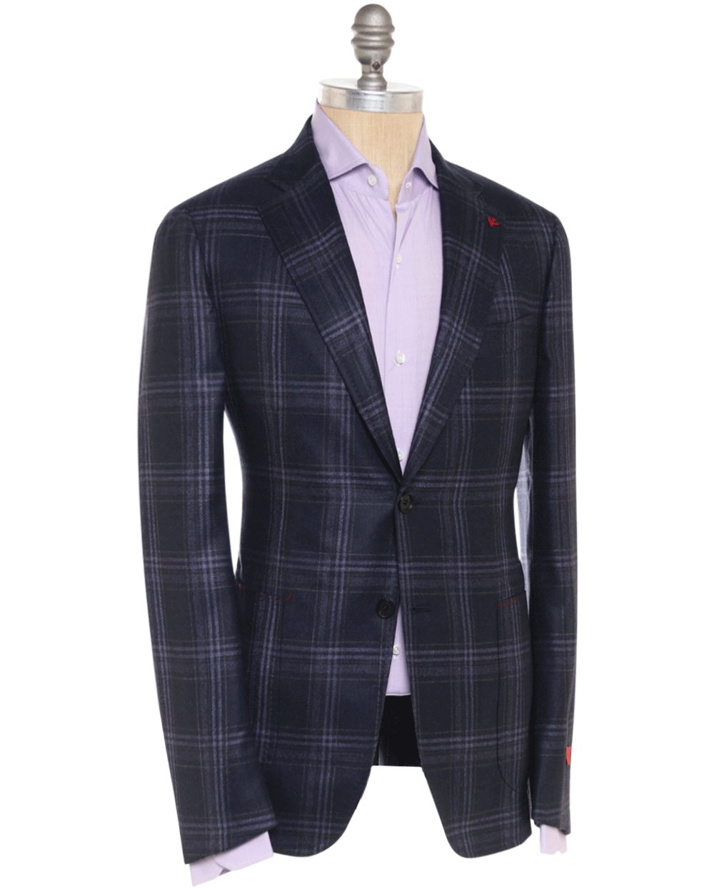 Navy and Purple Silk Blend Plaid Sportcoat
