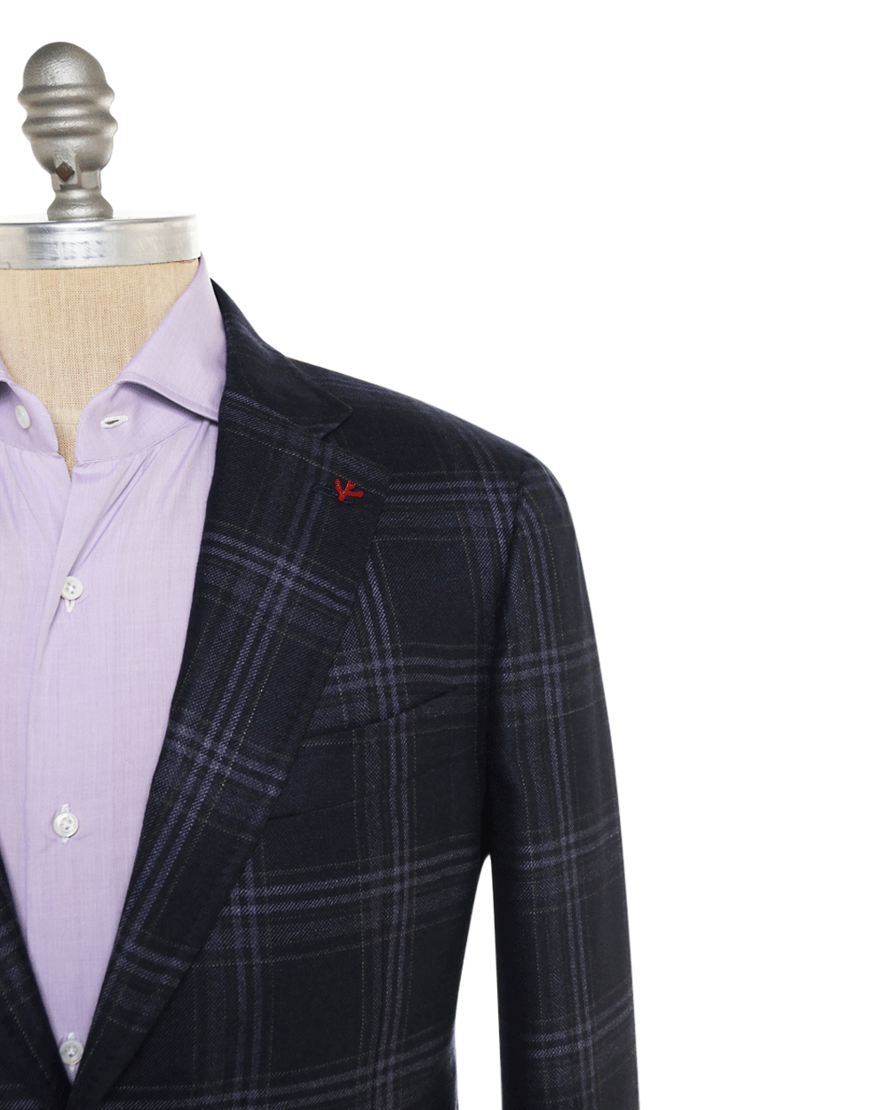 Navy and Purple Silk Blend Plaid Sportcoat