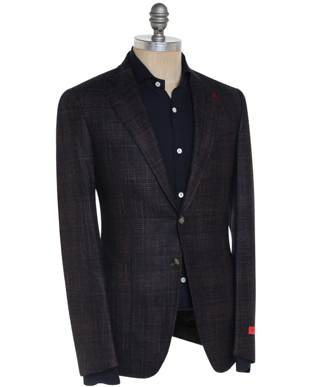 Navy and Rust Wool Blend Plaid Sportcoat