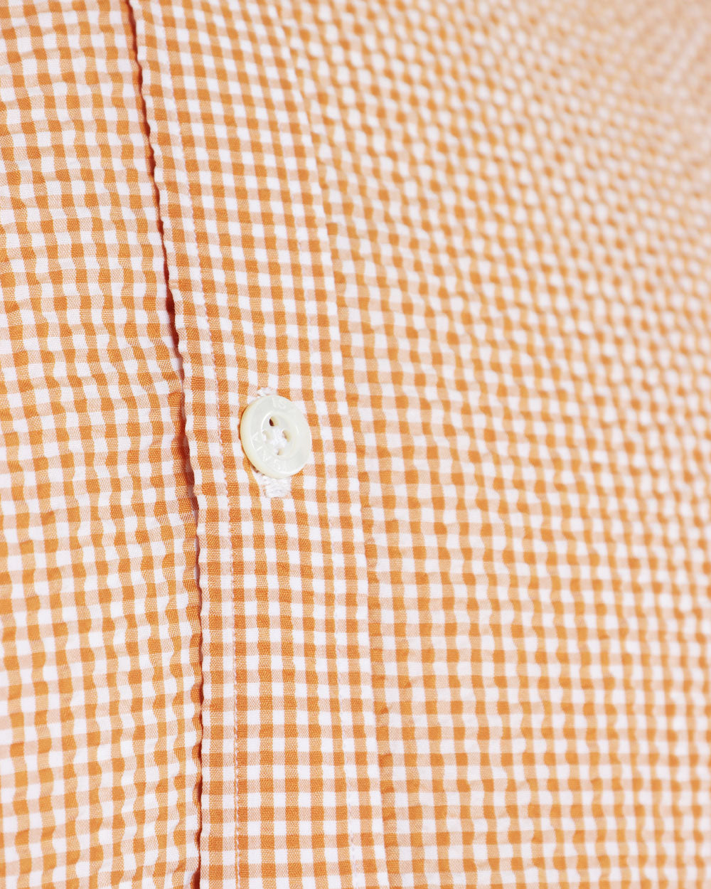 Orange and White Seersucker Checked Short Sleeve Sportshirt