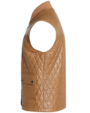 Tan Leather Quilted Vest