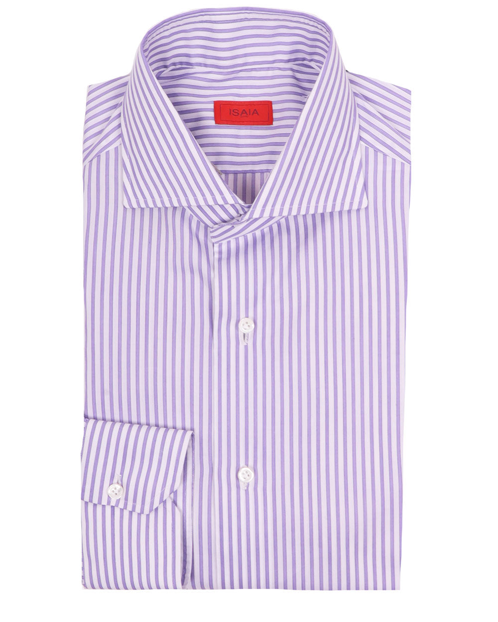 White and Lilac Striped Dress Shirt