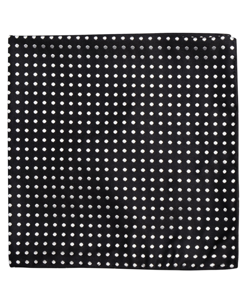 Black and White Dotted Silk Pocket Square