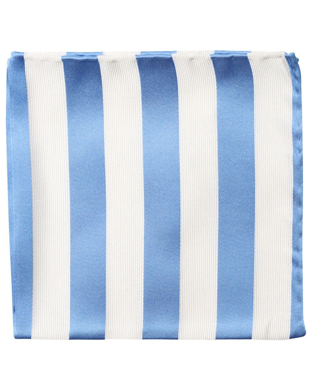 Light Blue and White Striped Silk Pocket Square