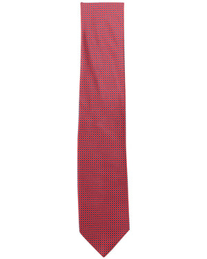 Navy and Red Micro Checked Silk Tie