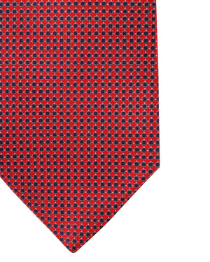 Navy and Red Micro Checked Silk Tie