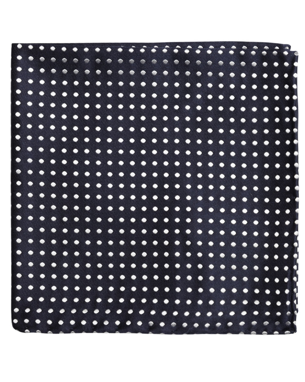 Navy and White Dotted Silk Pocket Square
