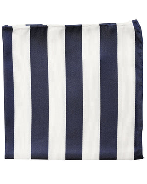 Navy and White Striped Silk Pocket Square