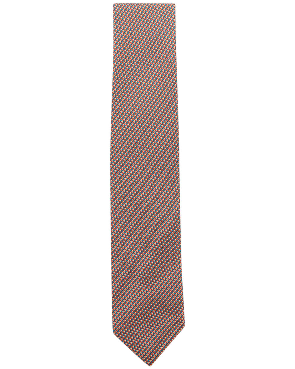 Peach and Blue Micro Patterned Silk Tie