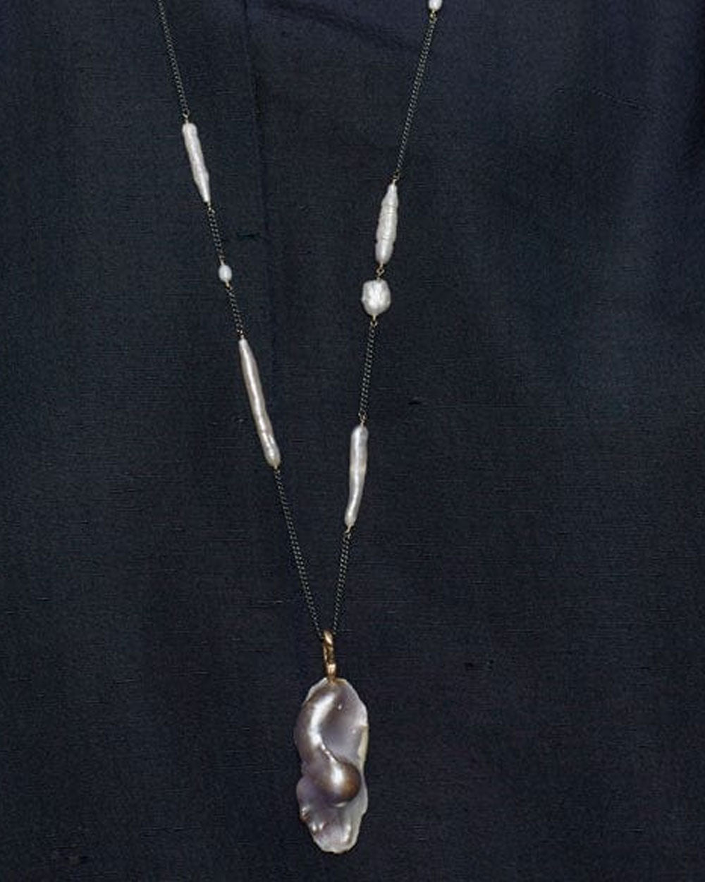Roma Baroque Pearl Long Chain Necklace