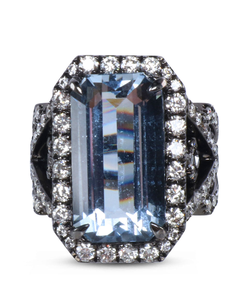 Aqua and Diamond Statement Ring