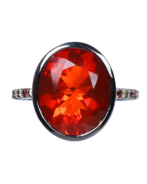 Fire Opal and Orange Sapphire Statement Ring