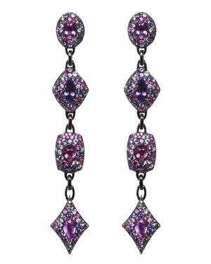 Pink and Purple Sapphire Drop Earrings