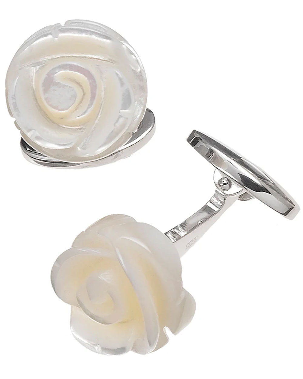 Hand Carved Mother of Pearl Rose Cufflinks